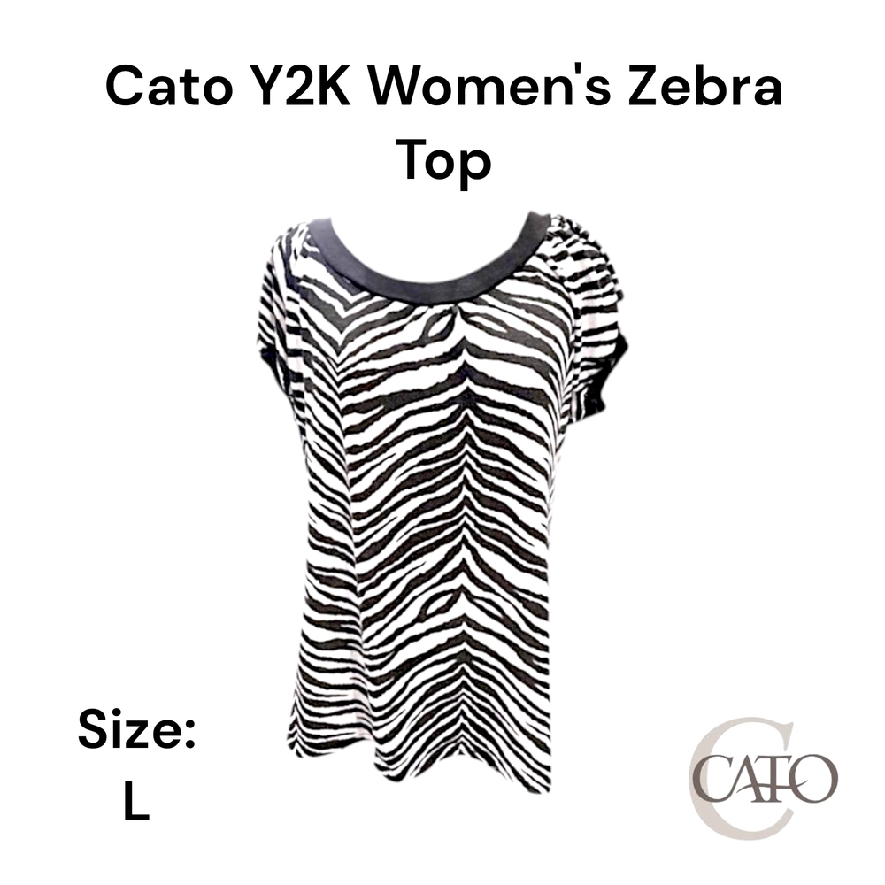 Cato Y2K Black and White Zebra Women's Top